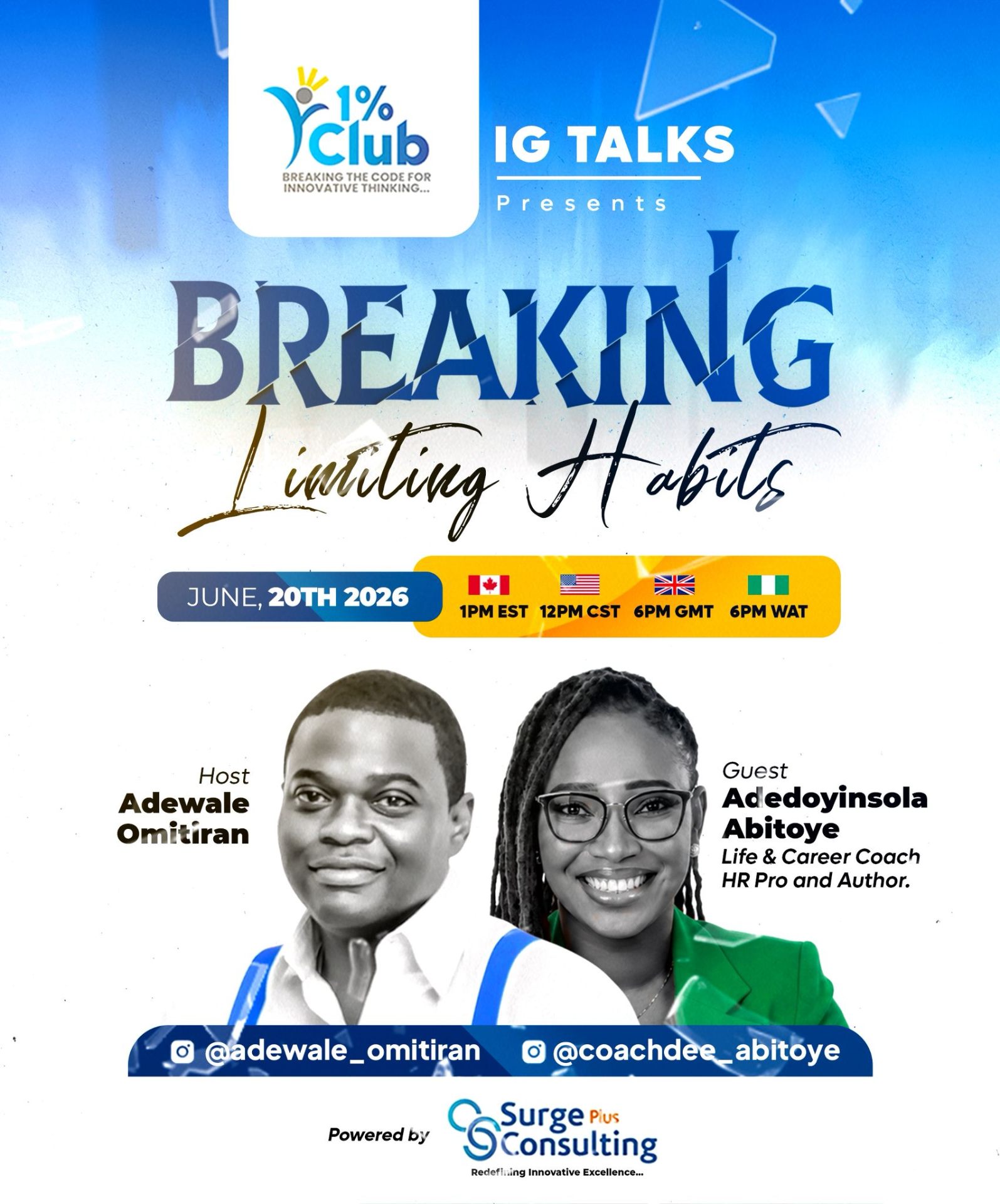 IG Talks β Breaking Limiting Habits flyer
